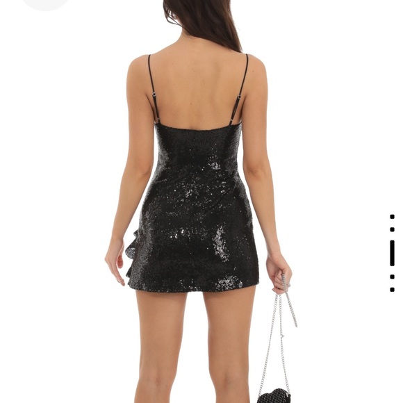 Lucy in the Sky Black Sequin V-Neck Dress (never worn) - Picture 2 of 7